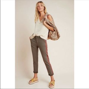 AG Adriano Goldschmied Army Green Striped Caden Tailored Trouser